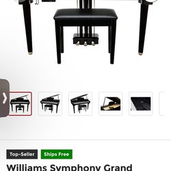 Williams symphony grand digital piano with bench, Regular Ebony Polish