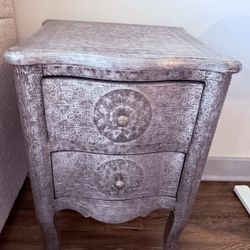 Elegant vintage style bedside table with two drawers