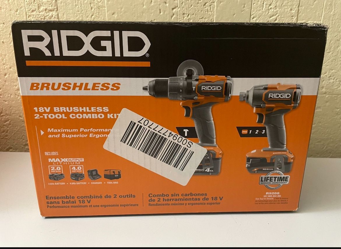18V Brushless Cordless 2-Tool Combo Kit with Hammer Drill, Impact Driver, (2) Batteries, Charger, Bag.