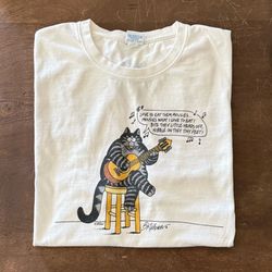 Vintage B Kliban Cat ‘Love To Eat Them Mousies’  Crazy Shirt Hawaii Singing Guitar T-shirt