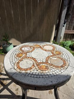 22” Travertine & Marble Accent Table