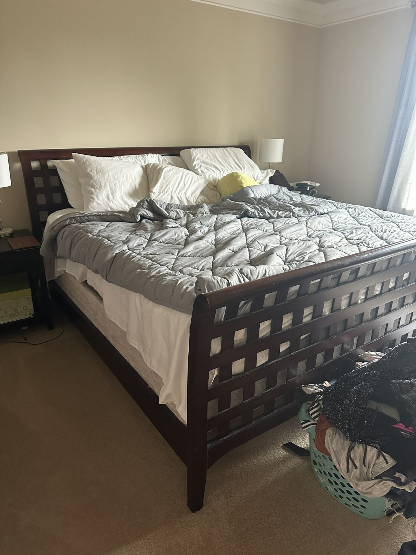 KING BED FRAME AND DRAWER SET. 