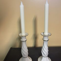 Pair of Lenox Candle Holders w Candles