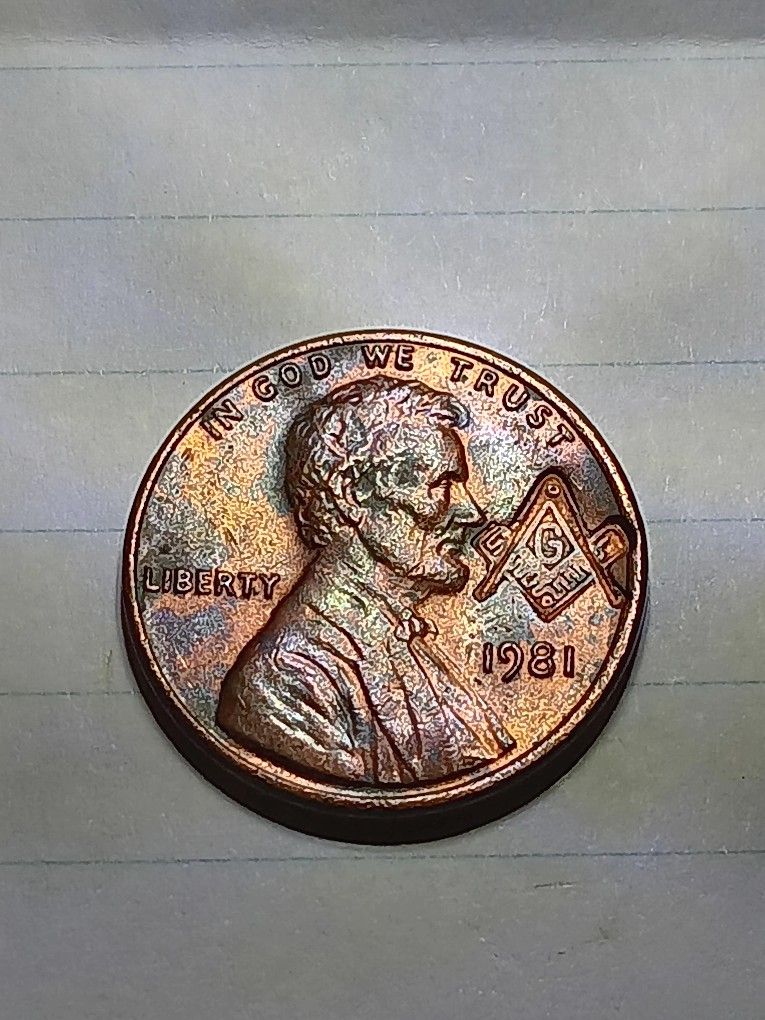 1981 Lincoln Penny with Masonic Stamp
