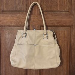Tignanello Beige Leather Shoulder Bag
