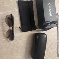 Chanel Lambskin Quilted CC Aviator Sunglasses 4195-Q