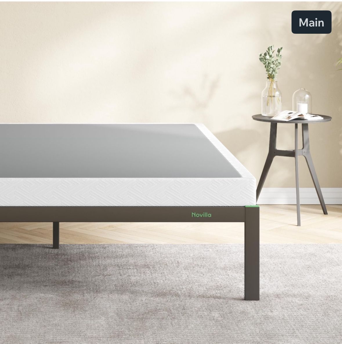 Novilla Twin Box Spring, 4-Inch Twin Box Spring Only Metal Box Spring Supports f
