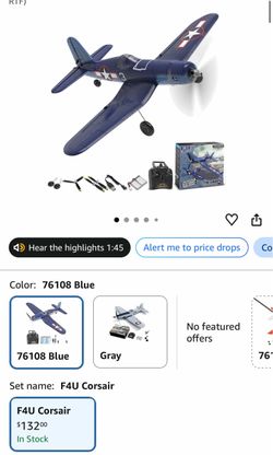volantexrc RC Plane for Beginners, 4CH WWII RC Airplane F4U Corsair with Aileron, 2.4Ghz Remote Control Plane with Xpilot Self Righting & One Key Aero