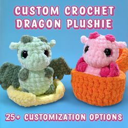 Handmade Custom Crochet Dragon Plushie