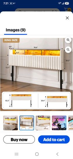 King White Faux Leather Headboard