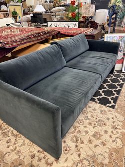 Modern Blue-Gray Velvet Sofa