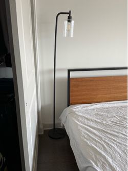 Industrial Floor Lamp (Black, Glass Shade)