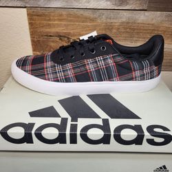 *NEW* Adidas Vulc Raid3r Black Orange Plaid Shoes Size Men's 9.5 Women’s 10.5