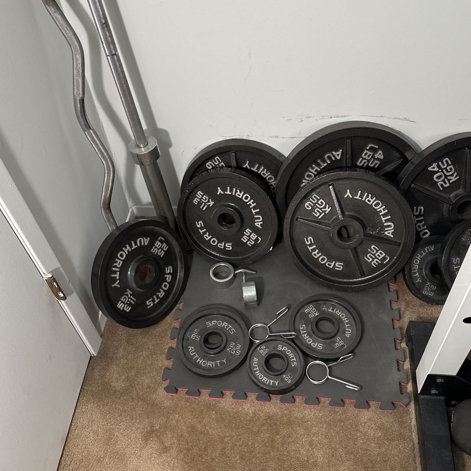 Weight Set Plus Olympic  Bench Bar And Curl 