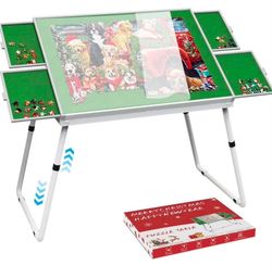 (Firm price ) Puzzle Table Adjustable Height-18,28inch, 3 in 1 Design 35"×26" Metal Puzzle Table with Legs Aluminum