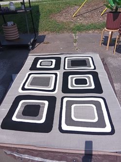 Gray,Black and White Area Rug