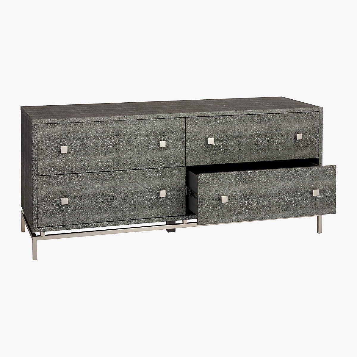Cb2 Excellent Condition Grey Shagreen Low Dresser (Retail 1099 & No Longer Sold)