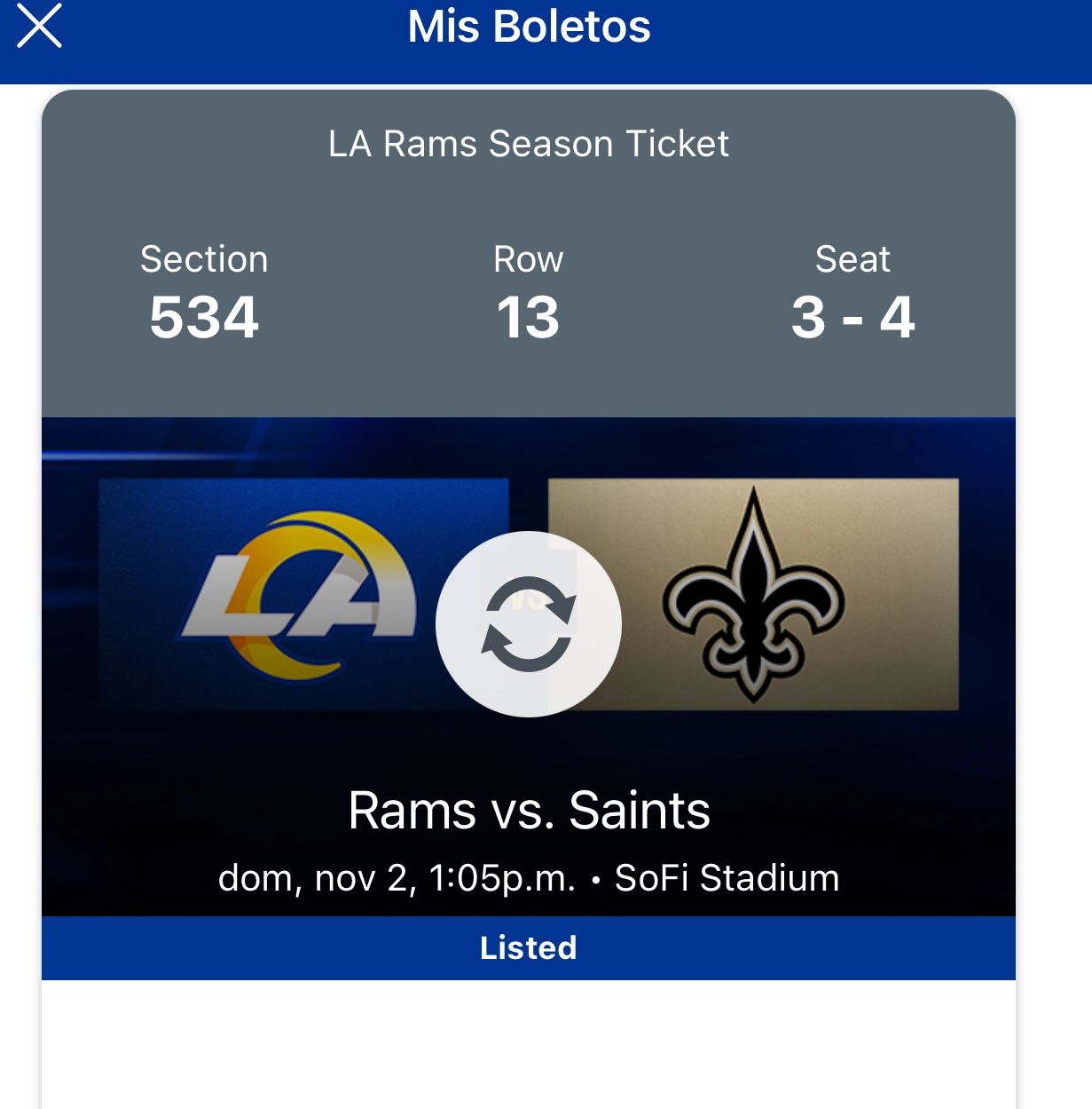 Rams Vs Saints Tickets