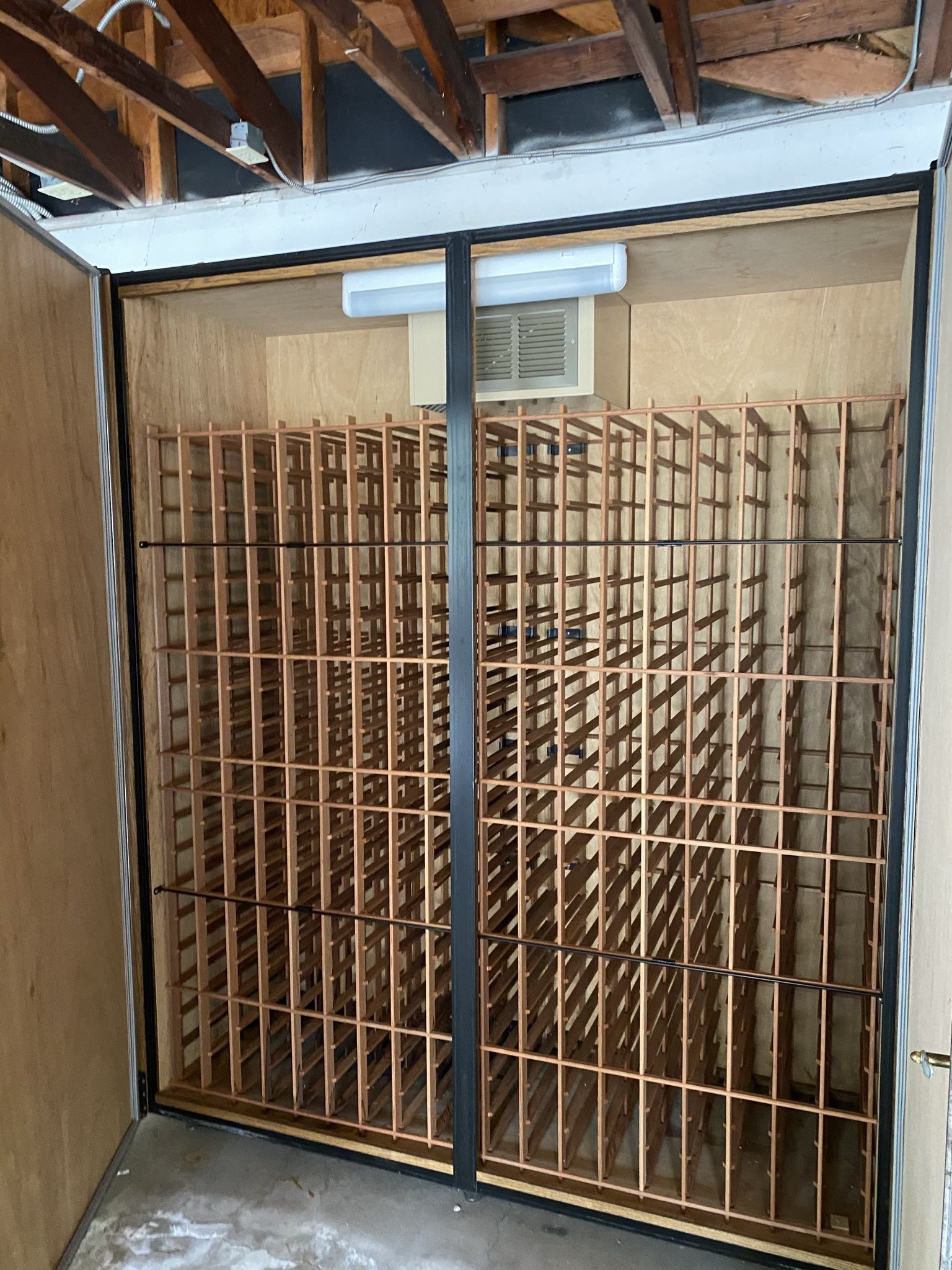 Le Cache Wine Vault Vintage Wood 360 Wine Cellar Cabinet With Lock And Temp Control
