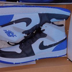 air jordan mid royal blue black grey