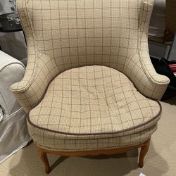 Upholstered Vintage Wingback Chair (Ralph Lauren Fabric)