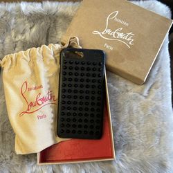 Christian Louboutin iPhone 8 Plus Black Leather Studded Phone Case 
