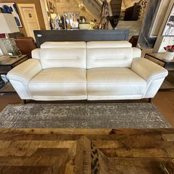 White Leather Power Sofa