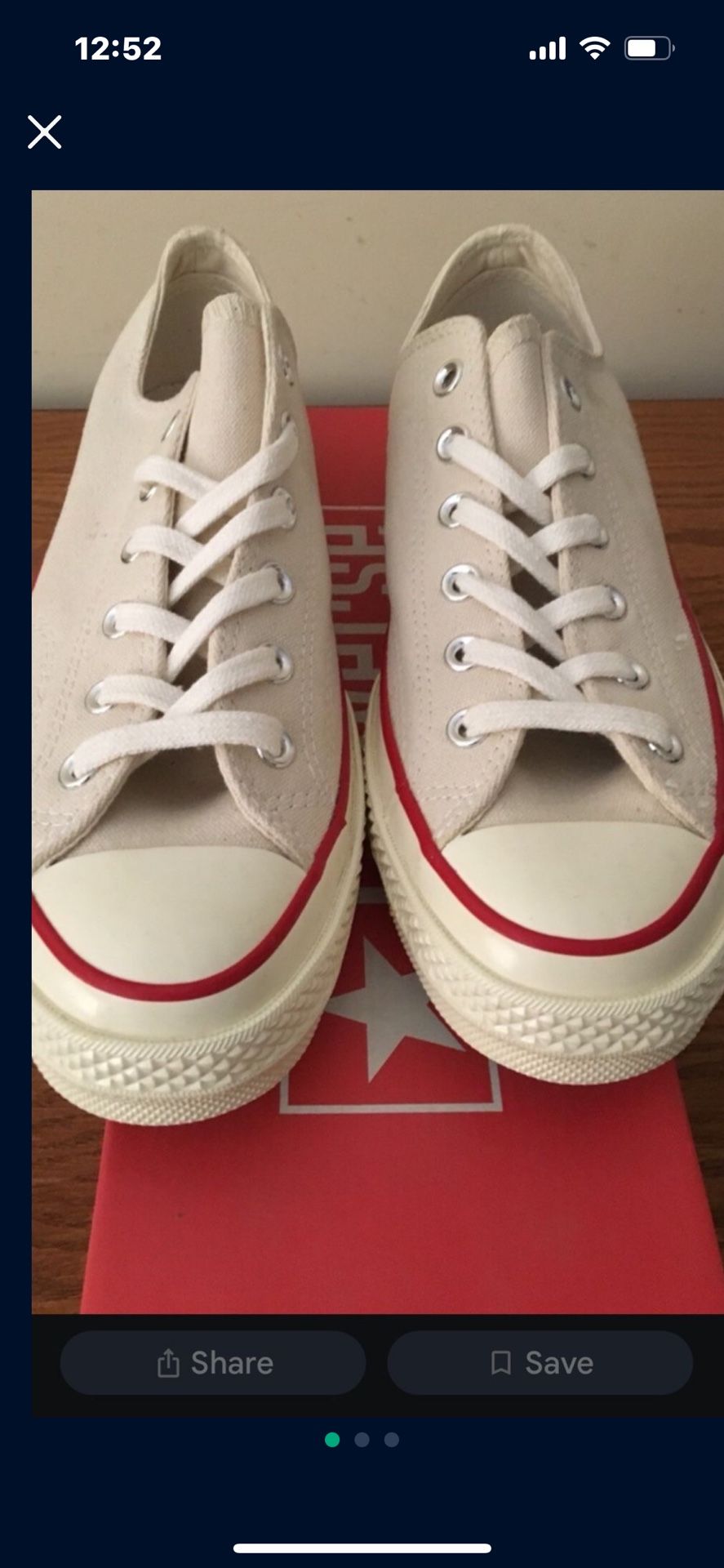 Converse White 1970s Vintage Shoes for Men 9 1/2