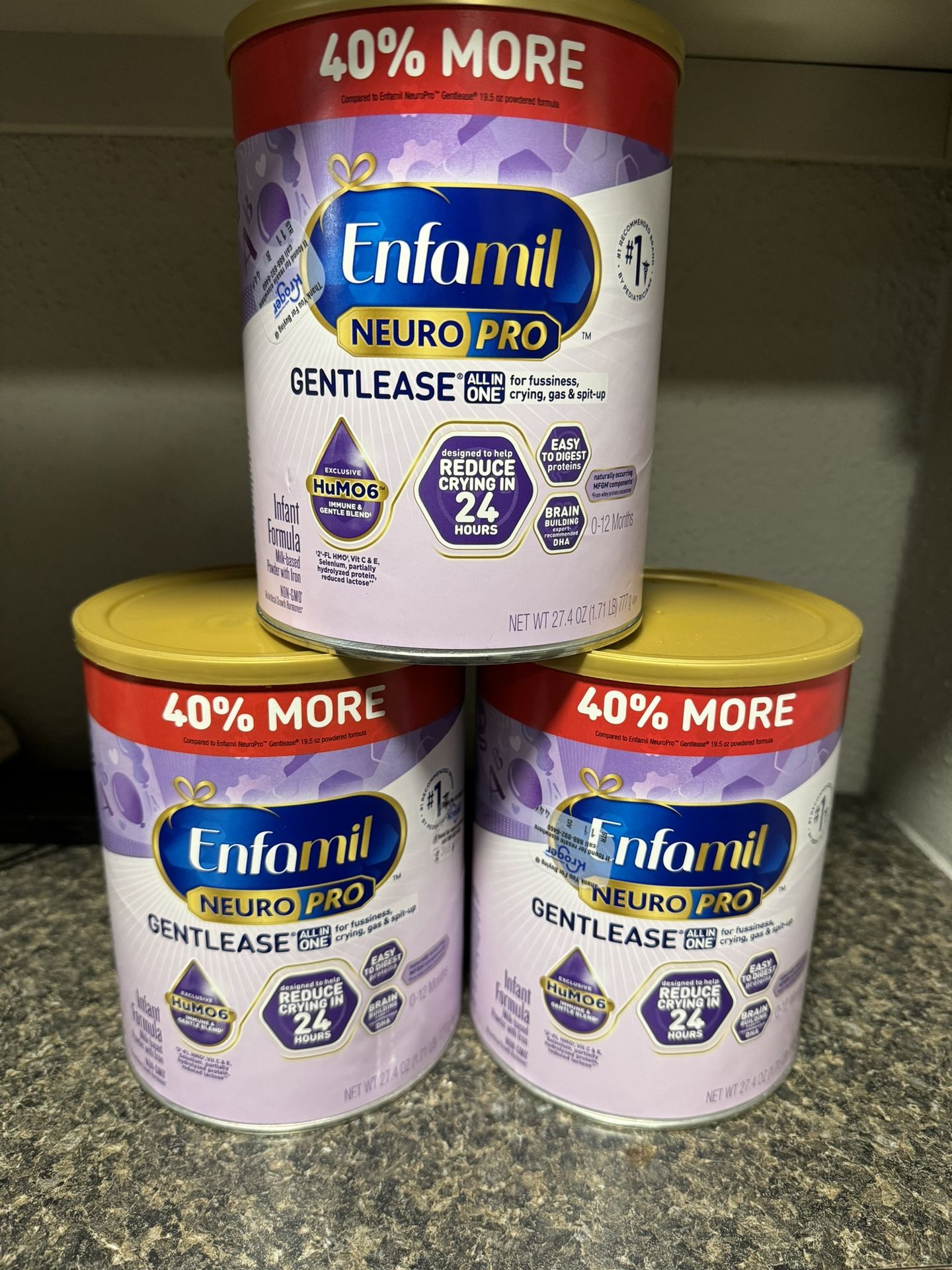 3 LARGE Enfamil NEURO PRO 27.4oz (SEALED)