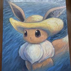 Pokémon Center x Van Gogh Eevee Inspired Self-Portrait Hat Canvas Art
