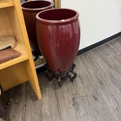 $150 Chinese oxblood porcelain planter With Stand