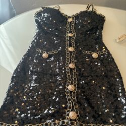 Madeline Sequin Mini Dress - Black Or Best Offer 