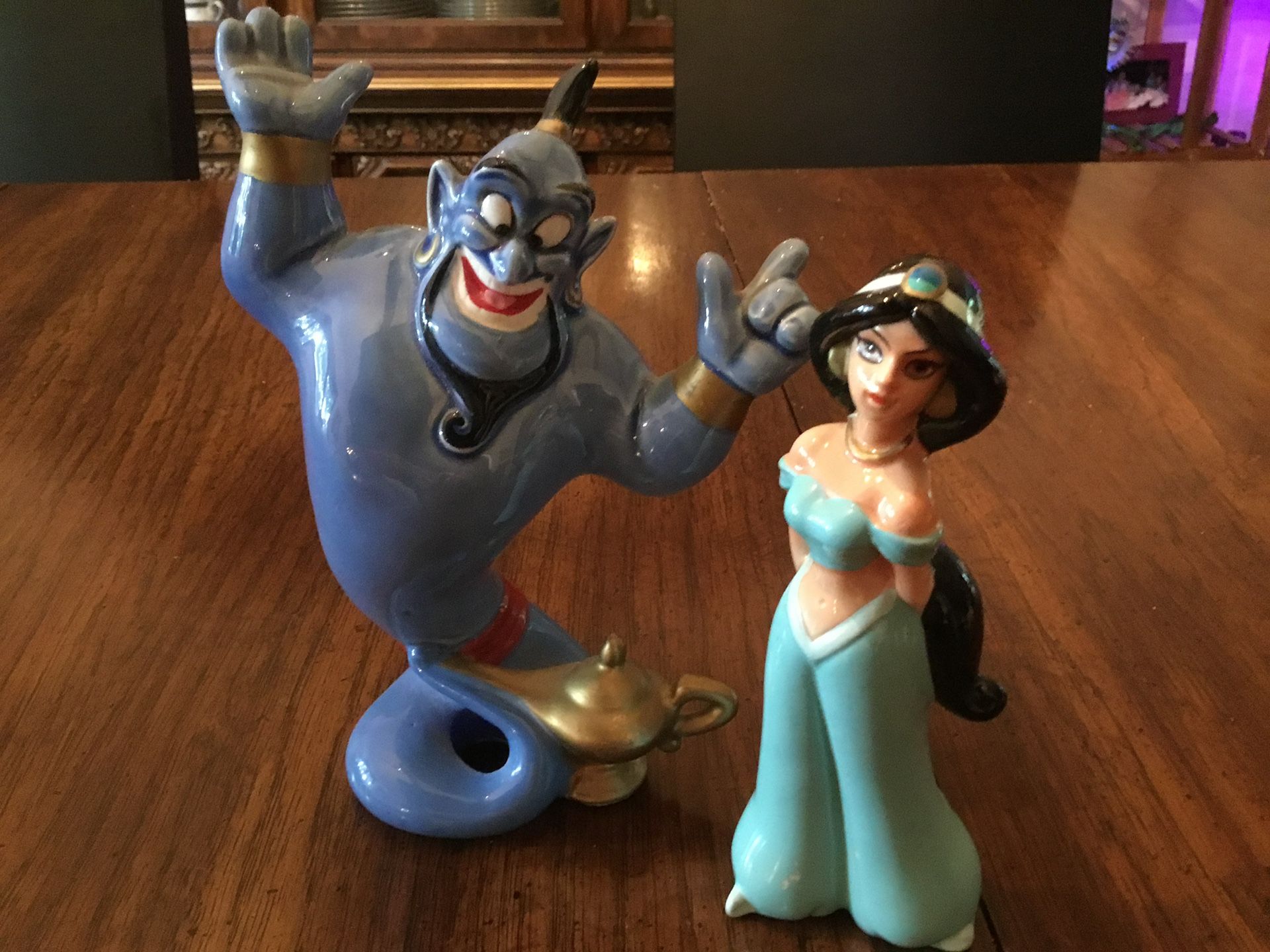 Disney Jasmine And Genie Ceramic Figures