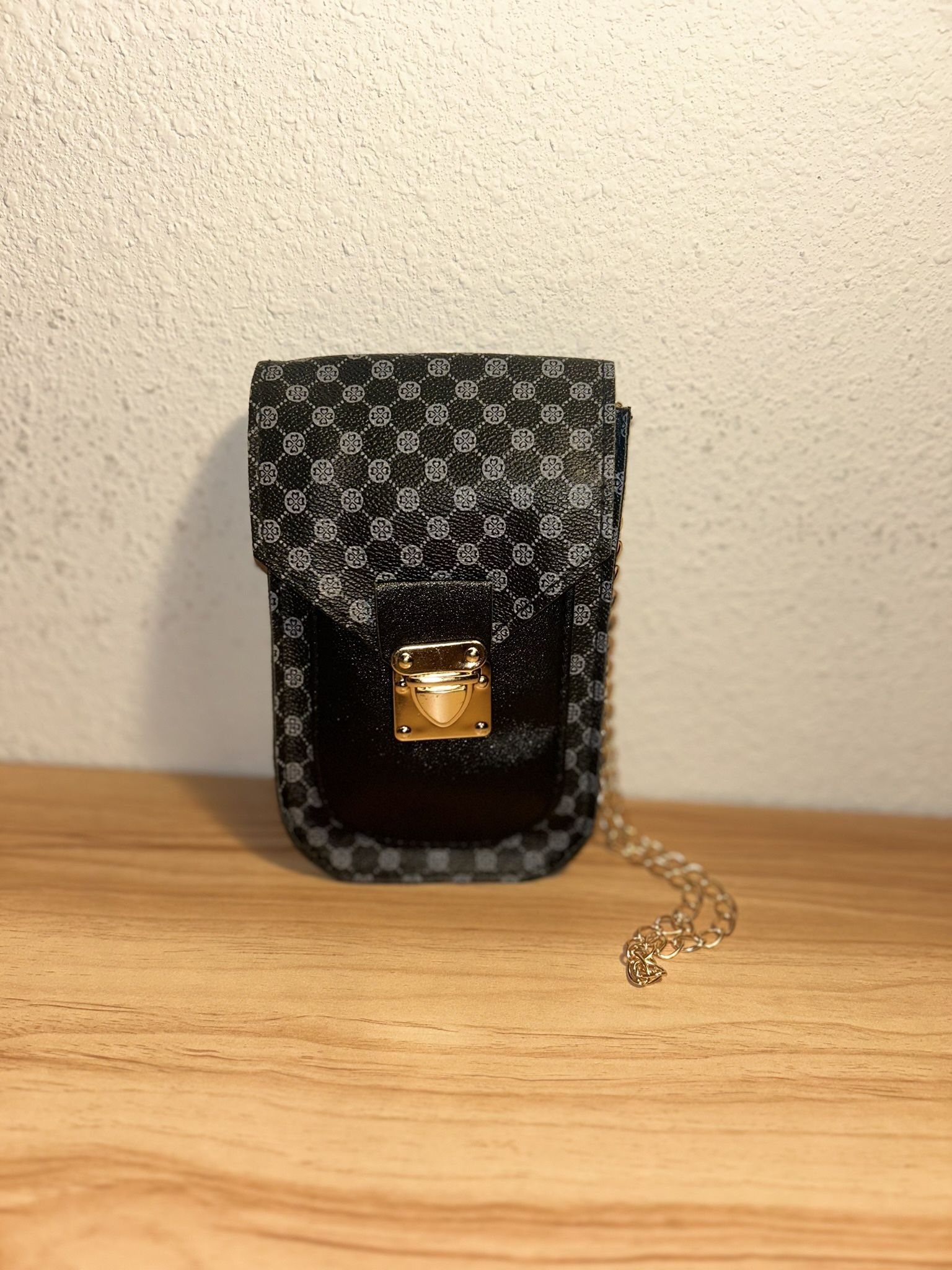Women’s Black Retro Monogram Phone Bag