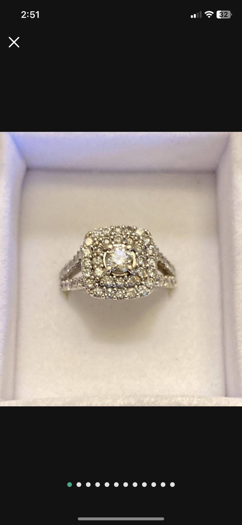 Size 10 Diamond Ring 10 Kt White Gold