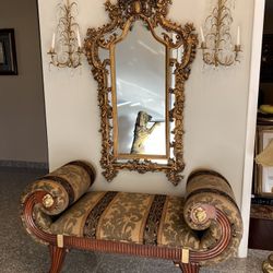 Very Gorgeous Antique Mirror And Gorgeous Bench