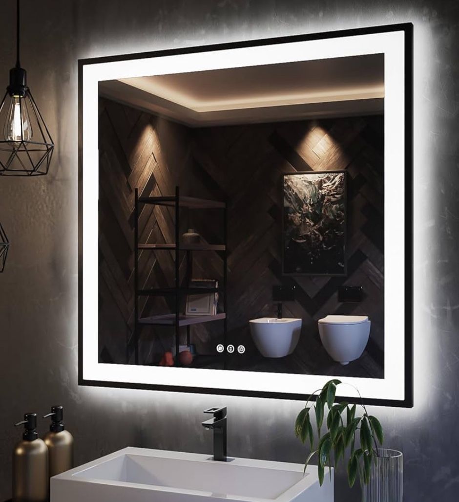 38x38 LED Mirror for Bathroom-Dimmable Anti-Fog