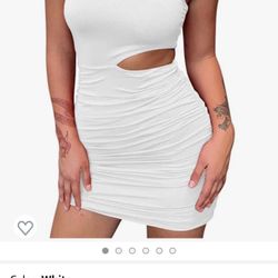NEW Women’s White  One Shoulder Bodycon Dress Size Large