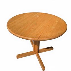 Coastal Butcher Block Dinette + 2 Rattan Swivel Chairs