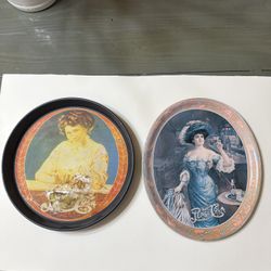 Lot of 2 Vintage Pepsi-Cola Advertising Trays  Collectible Soda Memorabilia