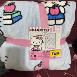 Hello Kitty Twin Size Blanket Blue