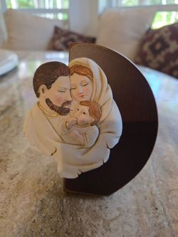 Holy Family Relief Plaque / Easel Stand Figurine