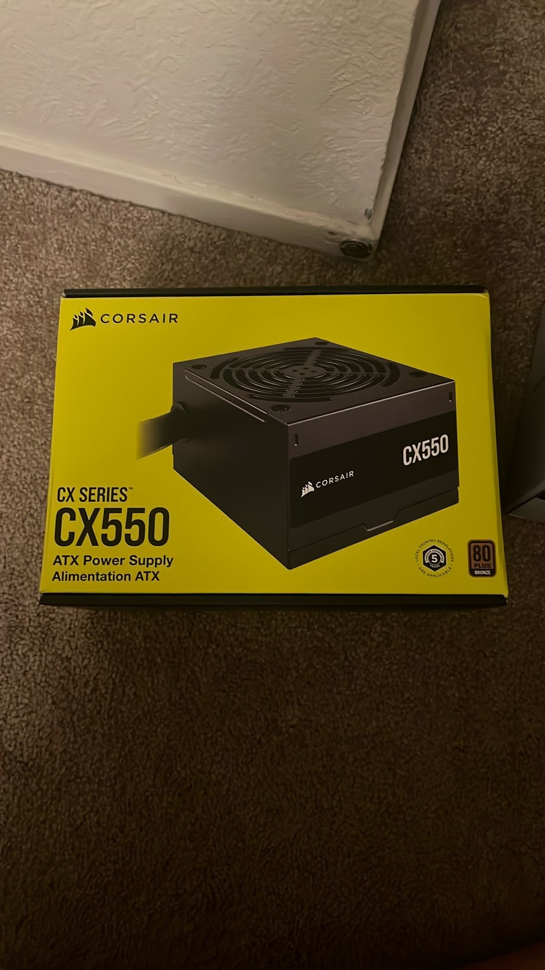 CORSAIR CX550 80 Plus Bronze Non Modular Low-Noise ATX 550 Watt Power Supply