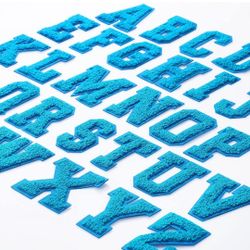 Waydress 26 Pcs Chenille Letter Iron on Patches 2.8 Inch Sew On Chenille A-Z Alphabet Letter Patches for DIY Supplies(Blue Style)
