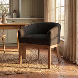Homy Casa Leto Mid Century Modern Upholstered Barrel Dining Chair, Charcoal