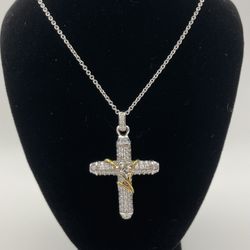 18” sterling silver  Victoria Wieck Easter Lily cross pendant