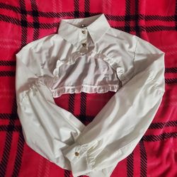 Collar Half Shirt Blouse Collar Crop Top