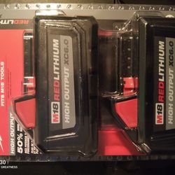 Milwaukee HIGH OUTPUT M18 RED LITHIUM XC6.0 2 BATTERIES- SELLING FOR $250 IN STORES...