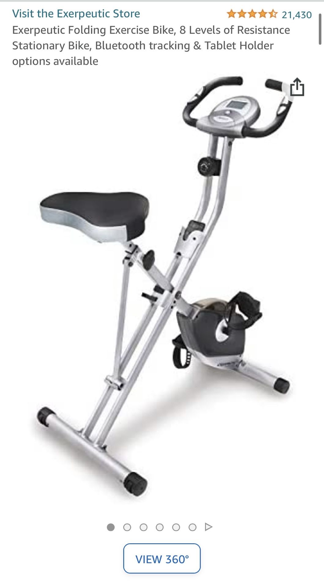 Exerpeutic Foldable Portable Exercise Bike