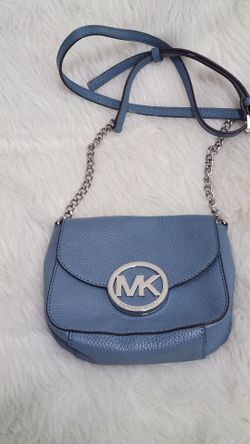 Michael Kors Fulton Logo Crossbody Genuine Pale Blue Pebble Leather